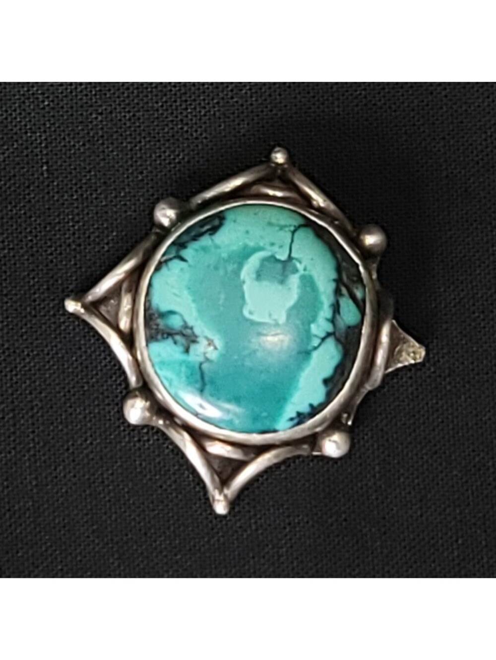 Vintage 925 Sterling Silver Turquoise Pendant Necklace Handmade Artisan 15g